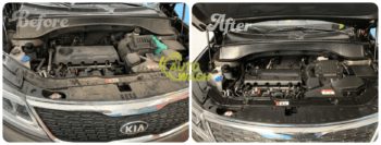 Hình ảnh thực tế trước và sau khi vệ sinh khoang máy xe tại AutoWash