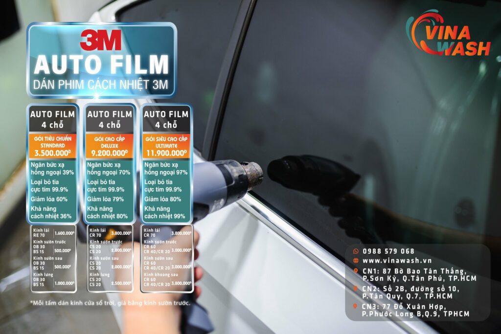 bảng giá phim cách nhiệt 3M cho ô tô 4 chỗ