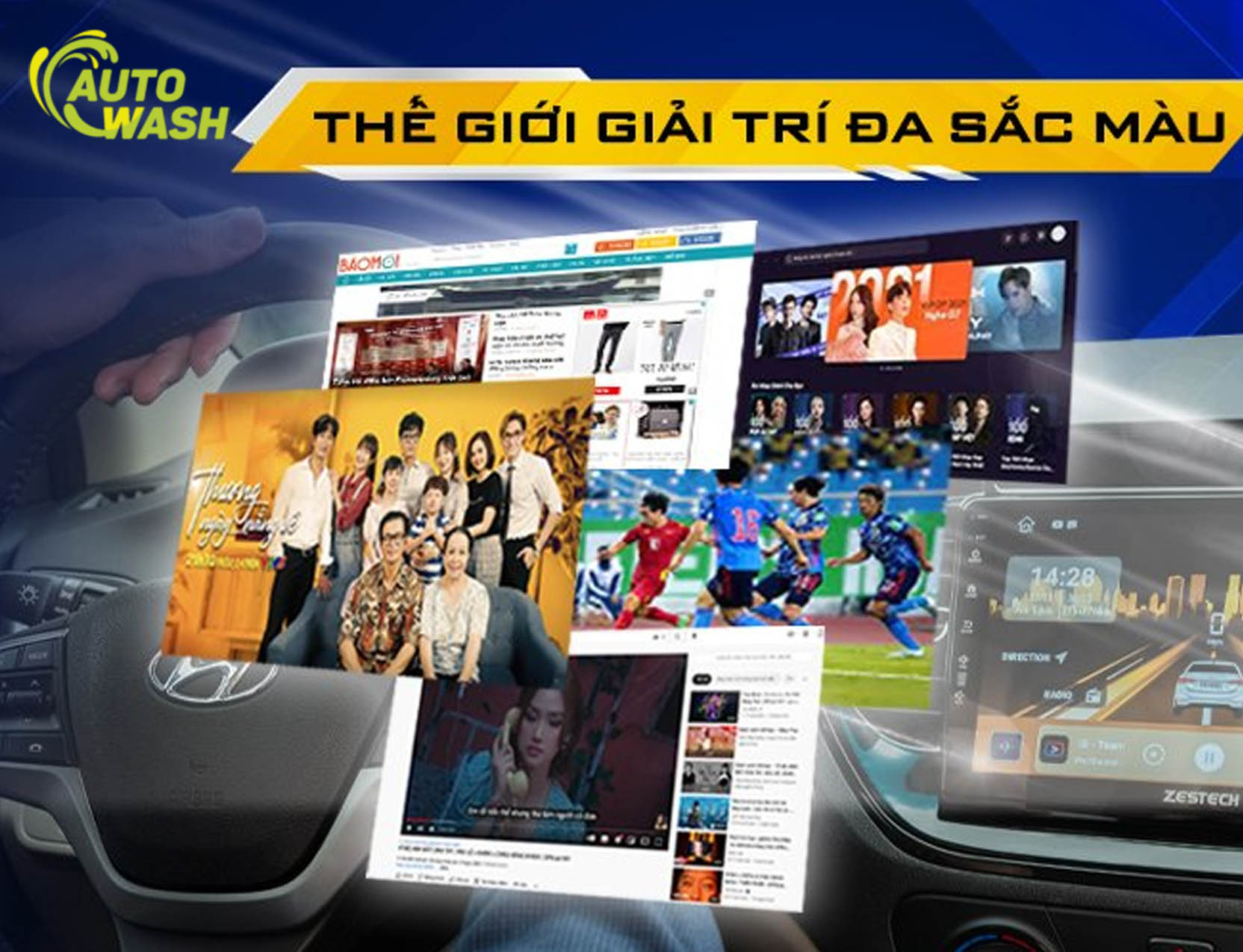 kho giải giải trí đa phương tiện của màn hình Zestech Z800 Pro Slim