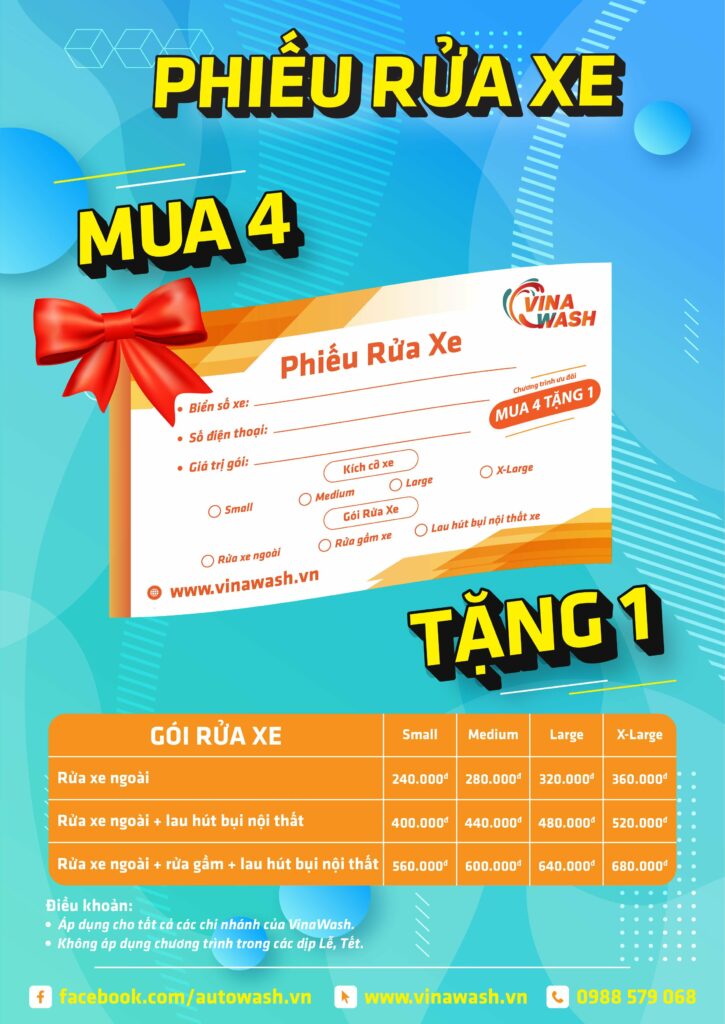 gói rửa xe 4 tặng 1