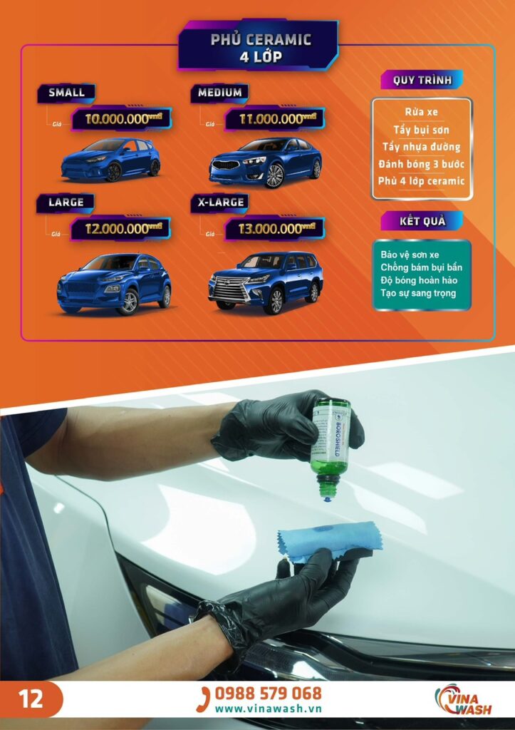 bảng giá phủ ceramic 4 lớp