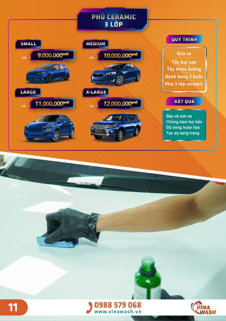 bảng giá phủ ceramic 3 lớp